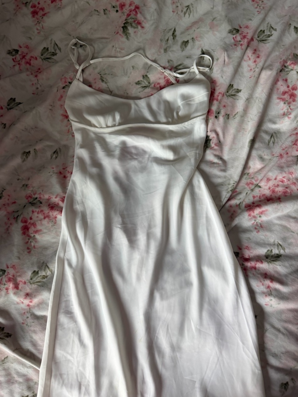 Simple White Satin Slip Dress